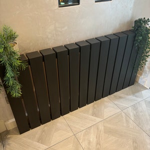 Elemental custom radiator cover - Wide vertical slat design, custom size and finish. Custom Radiator cover - Modern wide vertical slats, Handmade to order. Made-to-Measure Radiator cabinet - Wide vertical slat, Bespoke deisgn, Ny size or colour