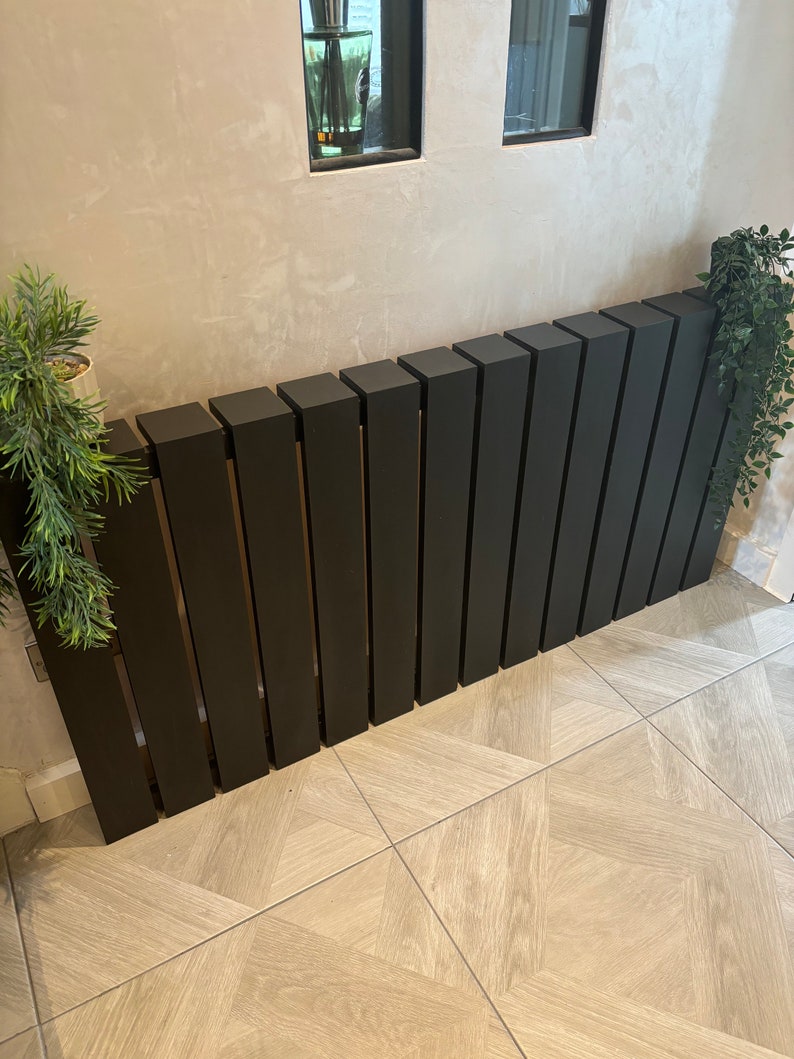 Elemental custom radiator cover - Wide vertical slat design, custom size and finish. Custom Radiator cover - Modern wide vertical slats, Handmade to order. Made-to-Measure Radiator cabinet - Wide vertical slat, Bespoke deisgn, Ny size or colour