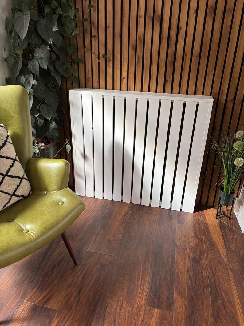 Pinterest Inspired Wide Slat Vertical Radiator Cover- Made to measure White