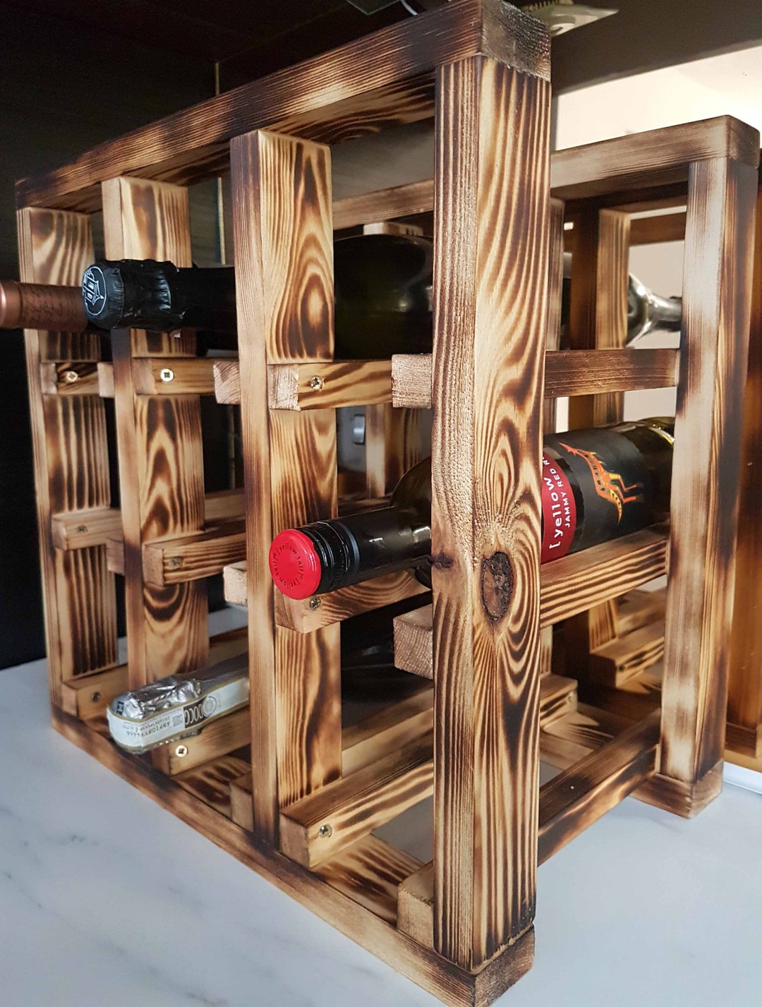Hand Torched Wooden Wine Rack - Etsy