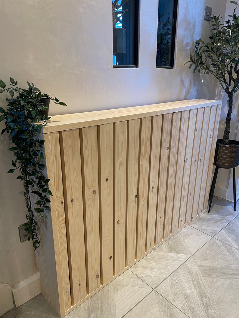 Custom radiator cover - Wide vertical slat design, custom size and finish. Custom Radiator cover - Modern wide vertical slats, Handmade to order. Made-to-Measure Radiator cabinet - Wide vertical slat, Bespoke deisgn, Ny size or colour
