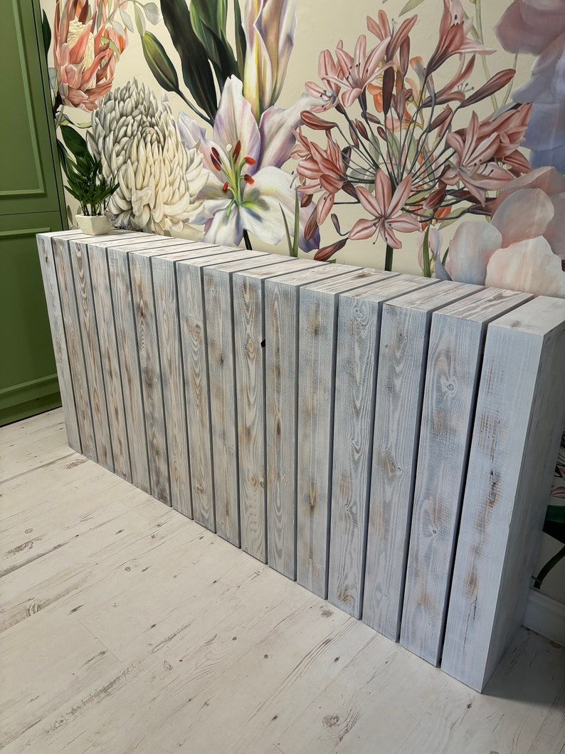 Elemental custom radiator cover - Wide vertical slat design, custom size and finish. Custom Radiator cover - Modern wide vertical slats, Handmade to order. Made-to-Measure Radiator cabinet - Wide vertical slat, Bespoke deisgn, Ny size or colour