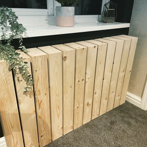 Elemental custom radiator cover - Wide vertical slat design, custom size and finish. Custom Radiator cover - Modern wide vertical slats, Handmade to order. Made-to-Measure Radiator cabinet - Wide vertical slat, Bespoke deisgn, Ny size or colour