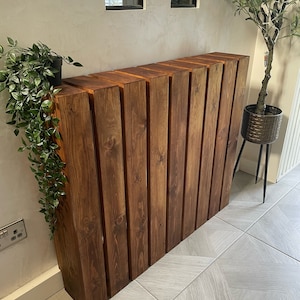 Elemental custom radiator cover - Wide vertical slat design, custom size and finish. Custom Radiator cover - Modern wide vertical slats, Handmade to order. Made-to-Measure Radiator cabinet - Wide vertical slat, Bespoke deisgn, Ny size or colour