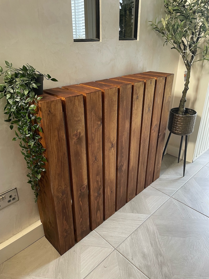 Elemental custom radiator cover - Wide vertical slat design, custom size and finish. Custom Radiator cover - Modern wide vertical slats, Handmade to order. Made-to-Measure Radiator cabinet - Wide vertical slat, Bespoke deisgn, Ny size or colour