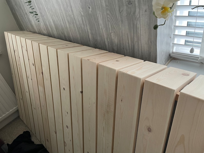 Elemental custom radiator cover - Wide vertical slat design, custom size and finish. Custom Radiator cover - Modern wide vertical slats, Handmade to order. Made-to-Measure Radiator cabinet - Wide vertical slat, Bespoke deisgn, Ny size or colour