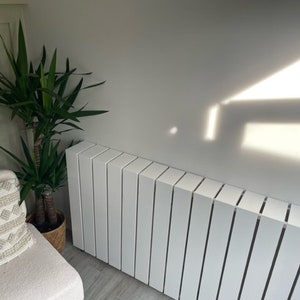 Elemental custom radiator cover - Wide vertical slat design, custom size and finish. Custom Radiator cover - Modern wide vertical slats, Handmade to order. Made-to-Measure Radiator cabinet - Wide vertical slat, Bespoke deisgn, Ny size or colour