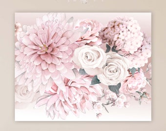 Blush Floral Wall Art: Large Blooms Print (Digital Download)
