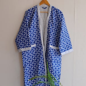 Valentine Sale ! Cotton Kantha Kimono With 2 Front Pocket Cotton Belt Quilt Kantha Robe Bathrobe Swim & Night Wear Coat Night Wear Bathrobes