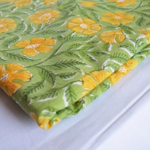 Sun Flower Beautiful Hand Block Print Fabric, Soft Cotton Fabric, Indian Jaipuri Fabric, Block Printed Fabric, Cotton Dressmaking Fabric