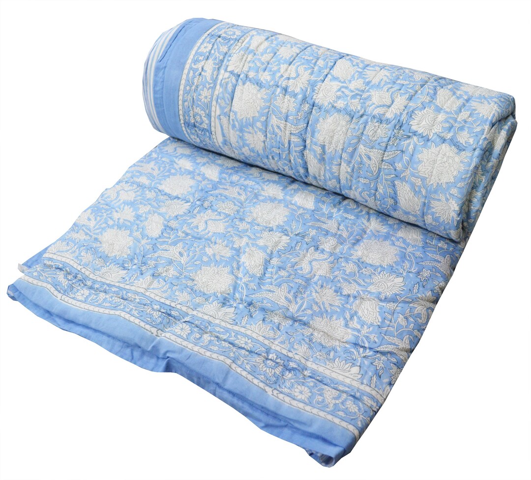 Reversible Quilt Razai Throw Ethnic Blanket Ethnic Quilts Cotton Indian