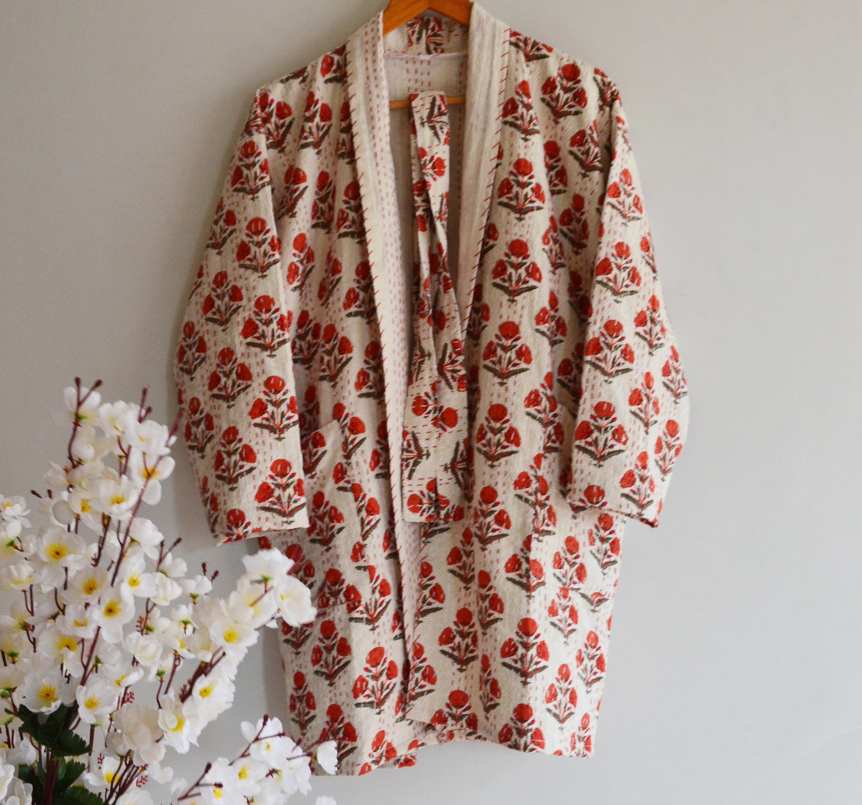 Quilted Floral Coat - Etsy Canada