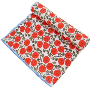 Kitty Floral Bedspread Baby Quilt, Block Print Baby Quilt Toddler Hand Work Kantha Baby Quilt, Ethnic Size Baby Quilt, Cotton Handmade Quilt