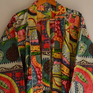 Sanganeri Print !! Cotton Kimono Robe, 100% Cotton Women Long Bohemian Hippie Bathrobe Kimono Dress Ethnic Gown Tops, Maternity Comfy Robes