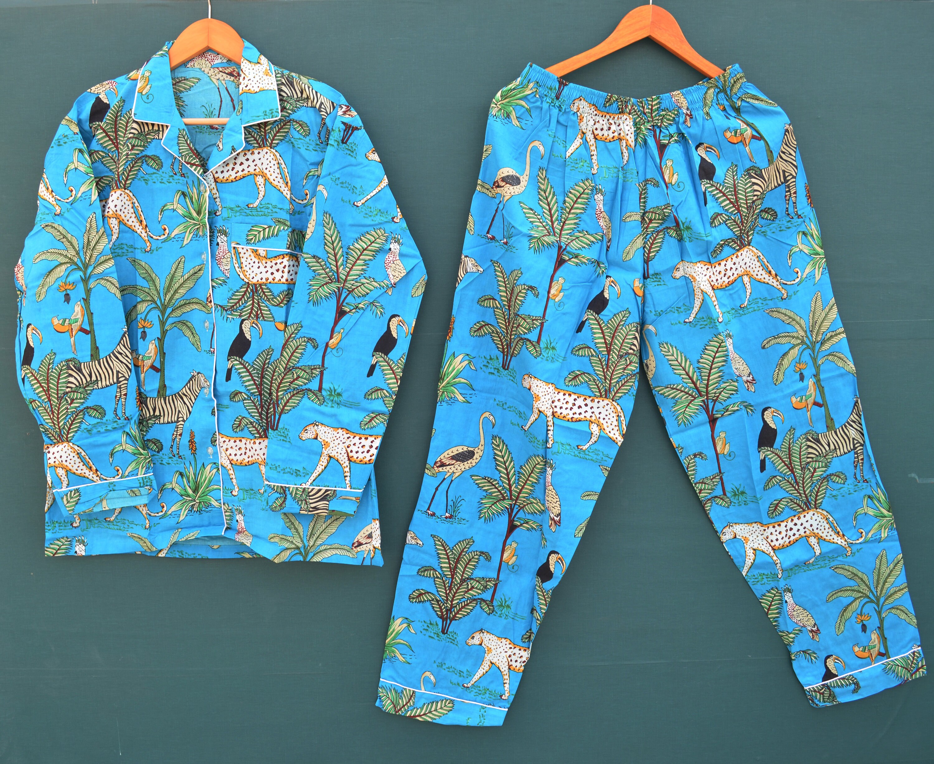 Best Selling Jungle Block Print Pajama Set Indian Handmade - Etsy