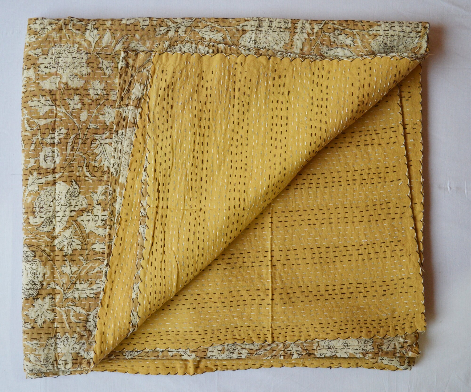 California Ethnic Kantha Quilt Blanket Floral Handmade Etsy