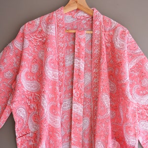 Women Night Wear Kimono Robe block Cotton Kimono Robes for Women Indian Dressing Gown Unisex Block print Beach Cover ups Bridesmaid Gift