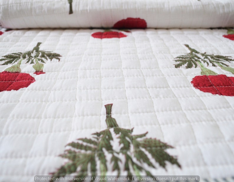 Baby Quilt Indian Blanket Ethnic Machine Work New Cotton Flower Print Bedding 