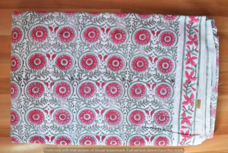 By Yard Indian Traditional Flower Printed Cotton Running Loose Women Clothing Fabric Throw Natural Anokhi Print Crafting Sewing Materiel