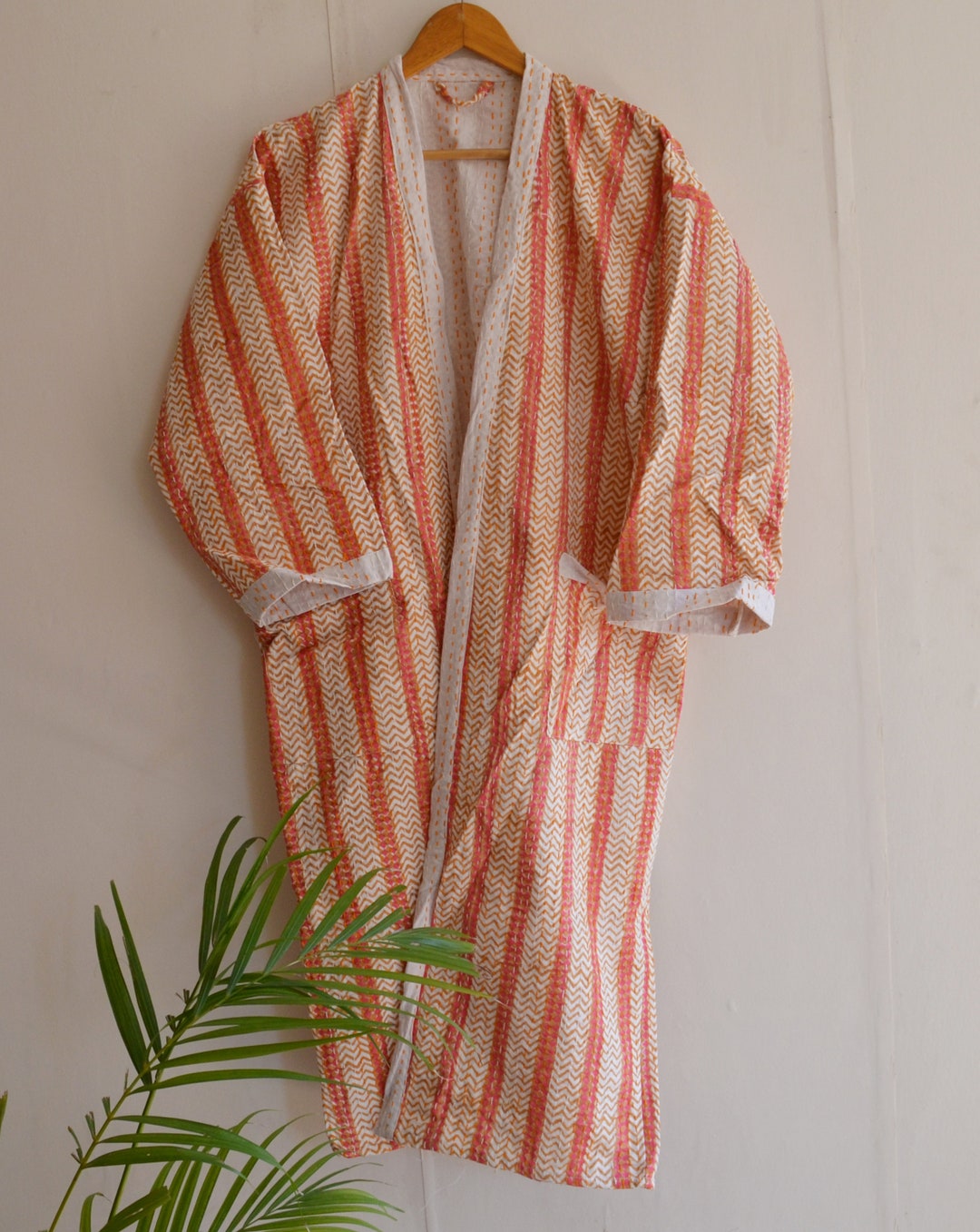 Kantha Kimono Block Print Robes, Cotton Robes, Women Night Wear ...