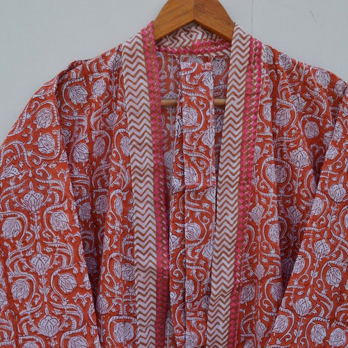100% Cotton Indian New Kimono Dress Hand Block Print Women - Etsy