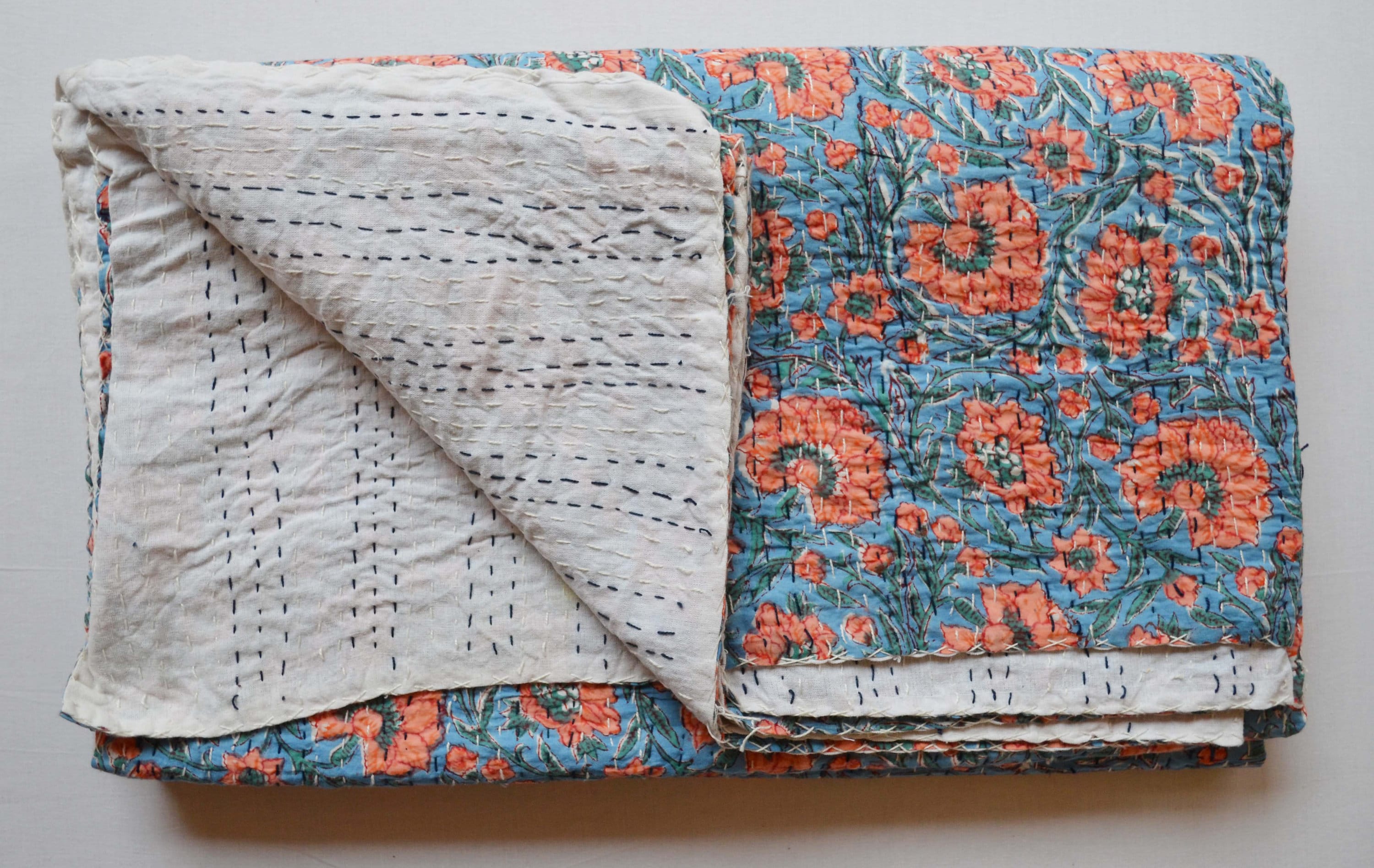 100 Soft Cotton Kantha Quilt King Size Kantha Quilt Etsy