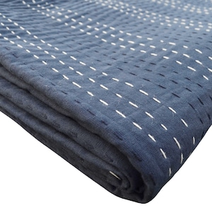 Plain Print Bedding Blanket Kantha Throw Bedspread, California Handmade Kantha Coverlet, Indian Cotton Kantha Quilt, Blanket Kantha Quilt