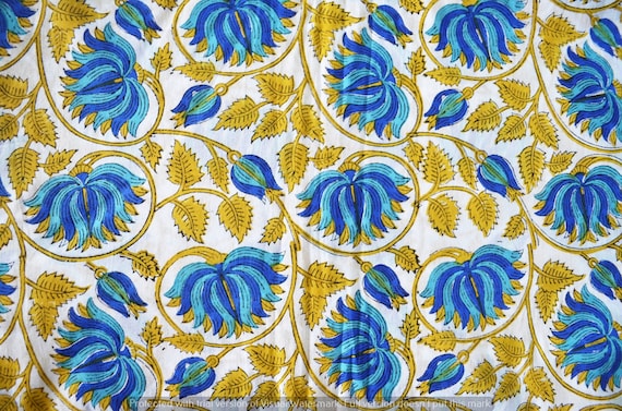 Indian Hand Block Print Running 100/% Cotton Fabric Vintage 3 Yard Loose Crafting