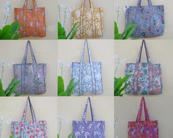 Wholesale Lot Of Tote BagS, Indian Quilted Making Tote Bag, Women Shopping Totes Bag, Floral Block Print Bag Ethnic Cotton Handmade Bags