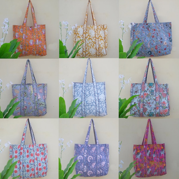 Wholesale Lot Of Tote BagS, Indian Quilted Making Tote Bag, Women Shopping Totes Bag, Floral Block Print Bag Ethnic Cotton Handmade Bags