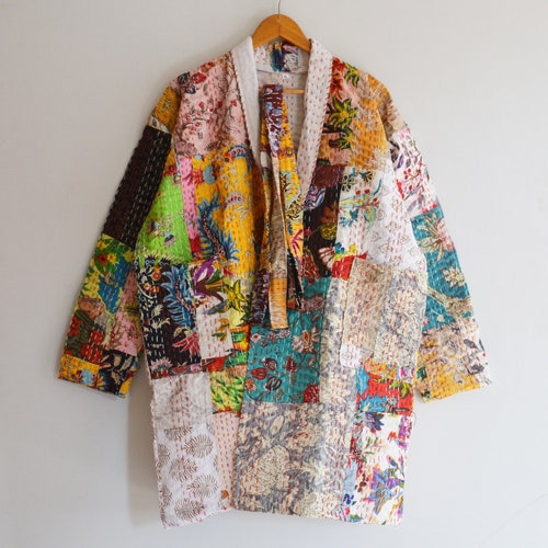 Handmade Kantha Quilt Jacket Quilted Short Kimono Women Wear - Etsy