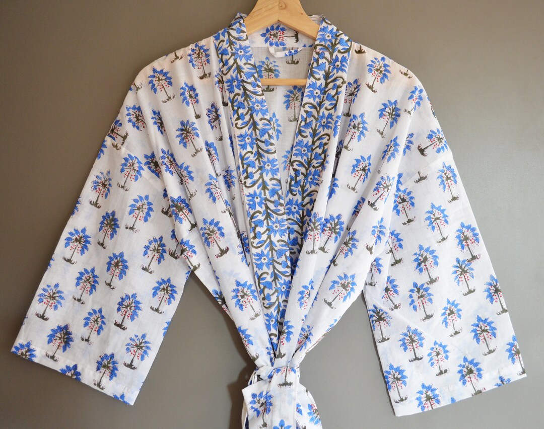 100cotton Handmade Kimono, Night Wear Women Long Tops Dress Kimono