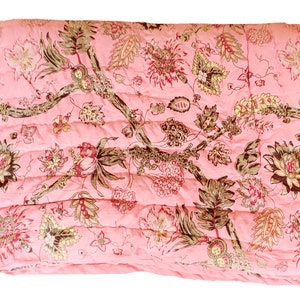 Winter Warm Sale ! Reversibile Quilt, Indian Cotton Handmade Razai , Bedding Bedspread Coverlet Cover, Pink Indian Famous Jaipuri Razai
