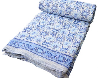 Winter Warme Hand Block Print Baumwolle Indischer Winter Reversible Light Weight Quilt Rand