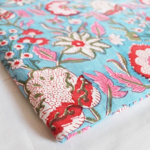 Tessuto leggero, 5 metri, in voile di cotone indiano tradizionale, fatto a mano, per cucire, per abbigliamento da donna, largo, floreale, stampato Anokhi.