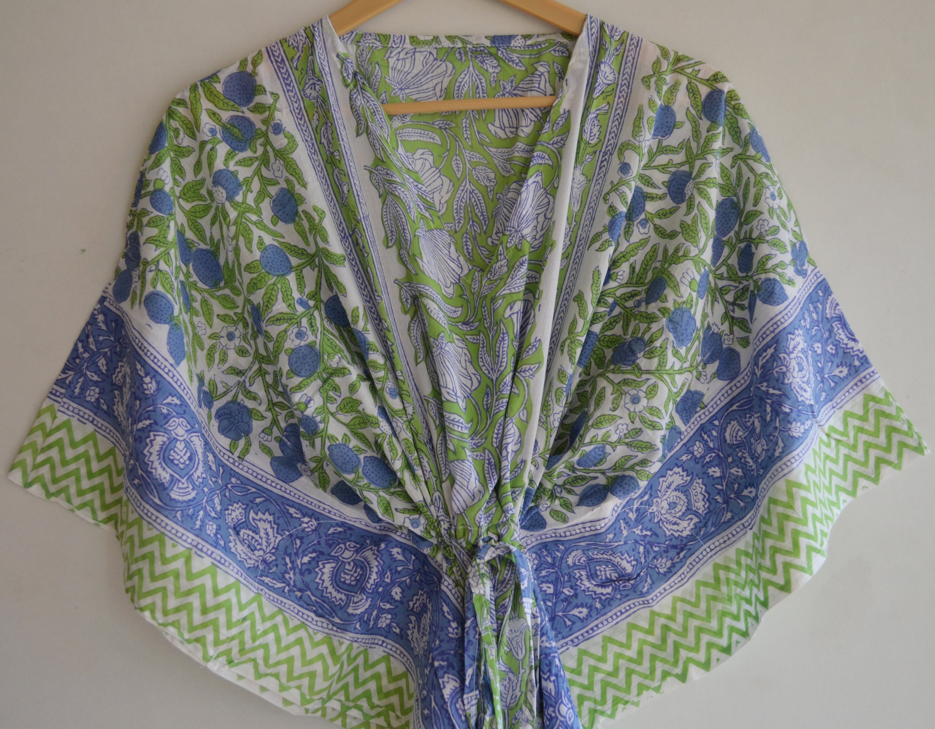 V-Neck Indian Hand Block Print Cotton Kaftan For Pregnant Women's, Floral Print Summer Tunic, Beach Casual Wear Gown, Night Cotton Maxi