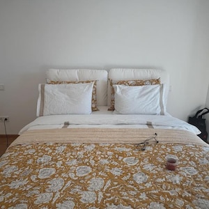 Floral Printed Quilt, Indian Coverlet Razai, Light Weight Soft Cotton Bedspread Comforter, Jaipuri Razai, Midnight Boho Quilt For Her