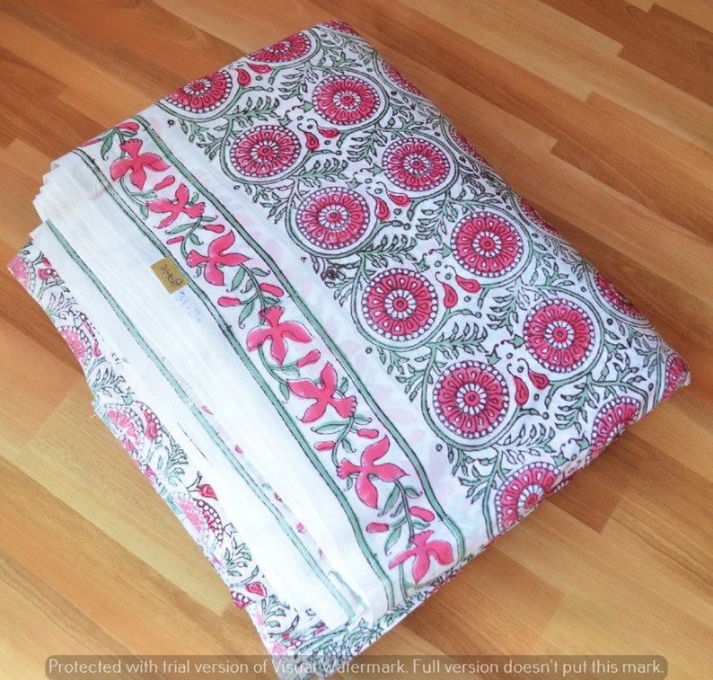 By Yard Indian Traditional Flower Printed Cotton Running Loose Women Clothing Fabric Throw Natural Anokhi Print Crafting Sewing Materiel