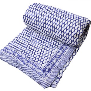 Jaipuri Famous Reversible Cotton Quilt | Hand Block Soft Cozy Cotton Jaipuri Quilt | Indian Handmade Bedspread Handmade Cotton Ethnic Quilt