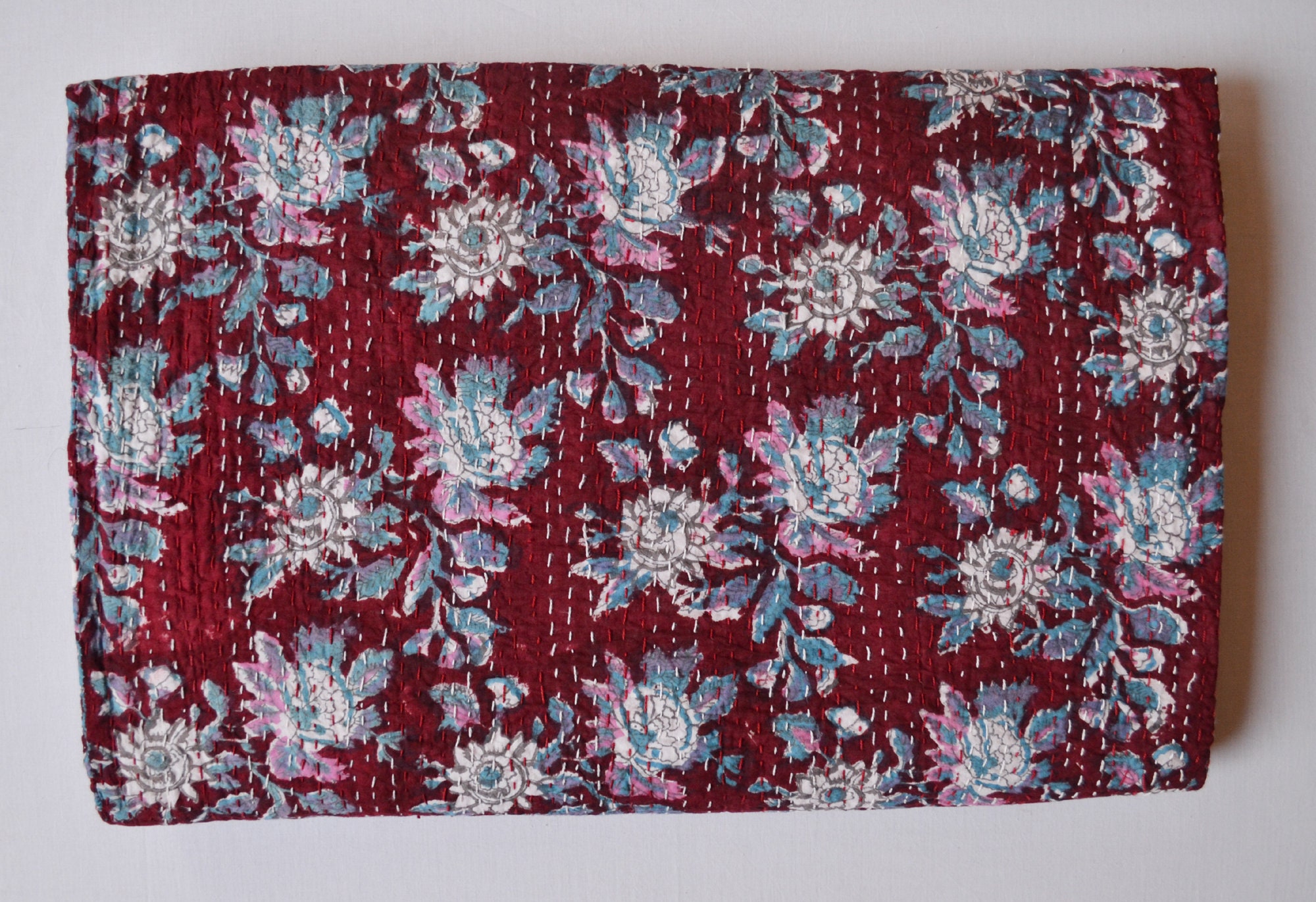 Traditional Kantha Quiltindian Cotton Kantha Quilt Floral Etsy UK