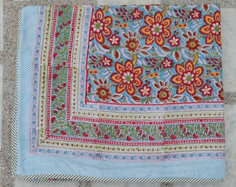 Jaipuri Dohar !! Cotton Quilt Floral Print Soft Cotton Quilt AC Blanket, Queen Size Bed Cover Blanket Dohar, Indian Coverlet Outfitter Dohar