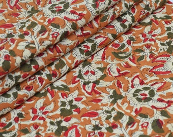 Floral Printed Indian Bagru Cotton Fabric Sewing And Quilting fabric Summer Soft Fabric By Women's Clothing Making Material Use Any Crafting