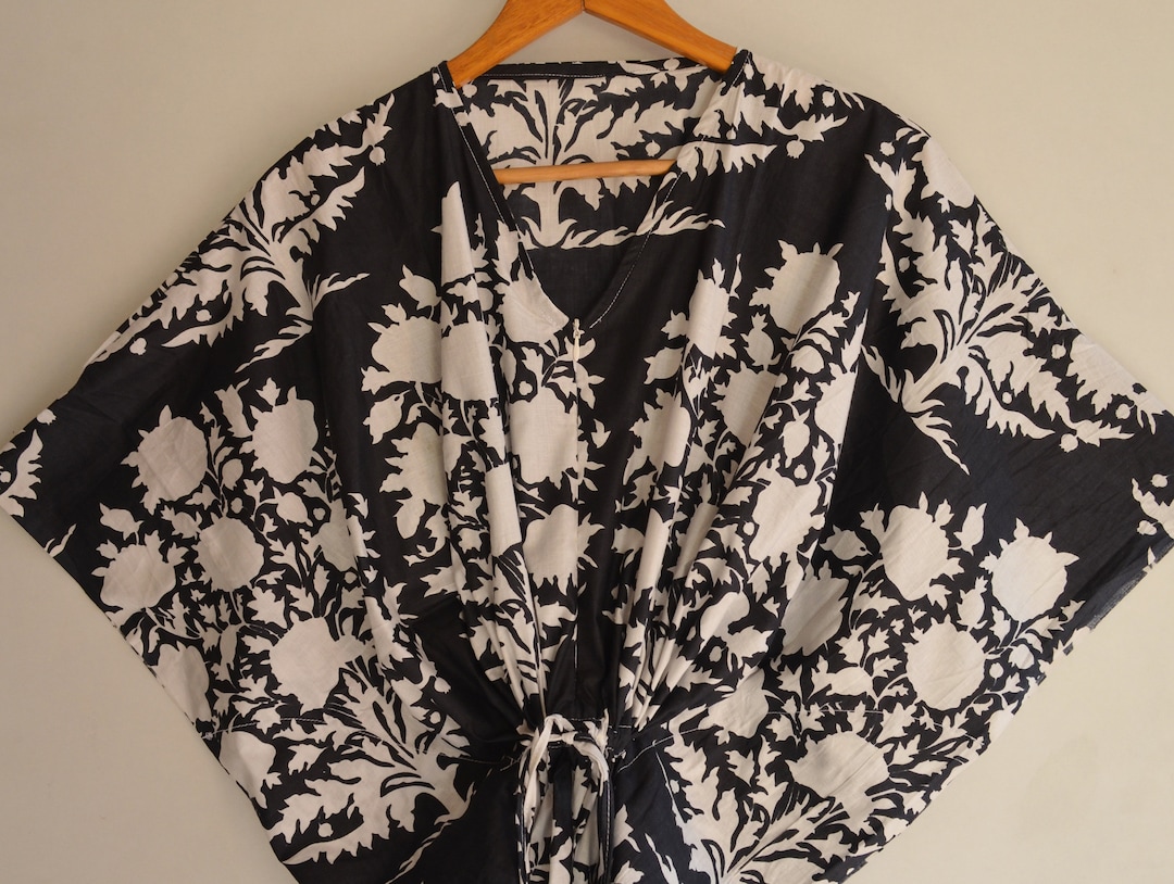 Indian Handmade Caftan With Zipper, Women Night Wear Gown Dress Zipper