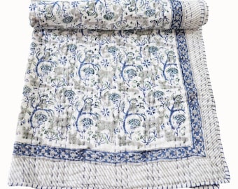 Winter Warm Comforter Baby Quilt (Razai), Beautiful Floral Baby Quilt, Cotton Hand block Printed Quilt, Natural Blanket Handmade Baby Quilt