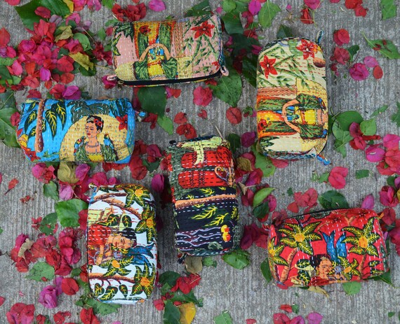 Venta al por mayor Frida Block Print Neceser Kit de Maquillaje