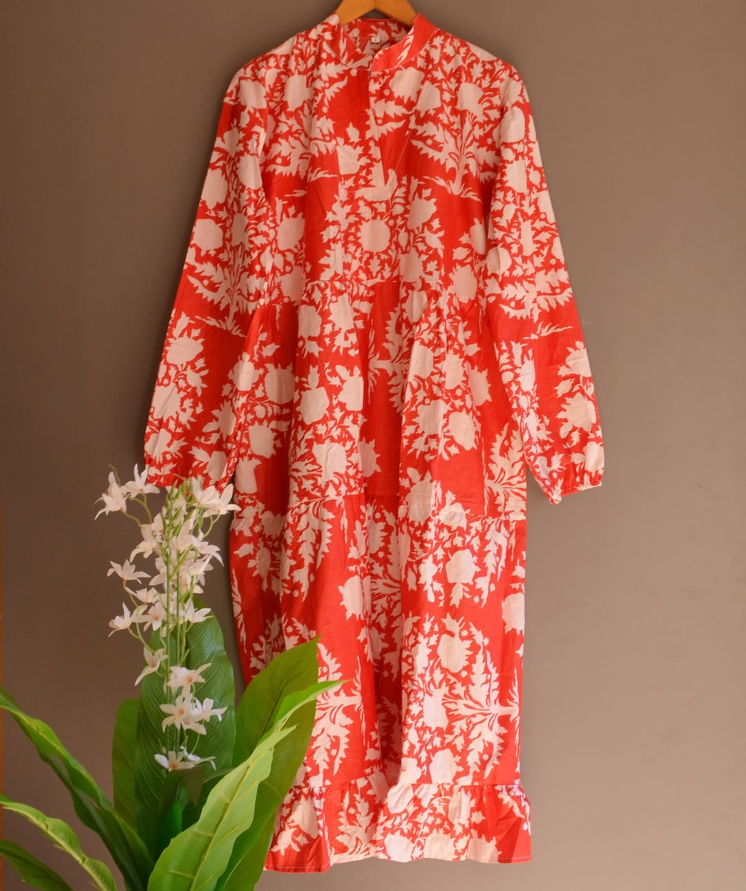 Robe tunique faite main en coton indien, robe de bureau pour femme