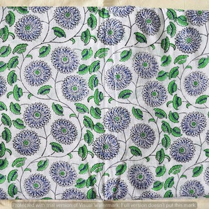 Rug Making Craft Sewing Materiel Hand Block Print Indian Beautiful Flower Print Dressmaking Running Loose Fabric By 5 Yard Throw Quilting