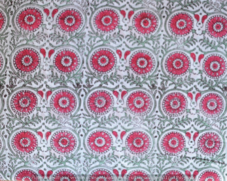 By Yard Indian Traditional Flower Printed Cotton Running Loose Women Clothing Fabric Throw Natural Anokhi Print Crafting Sewing Materiel