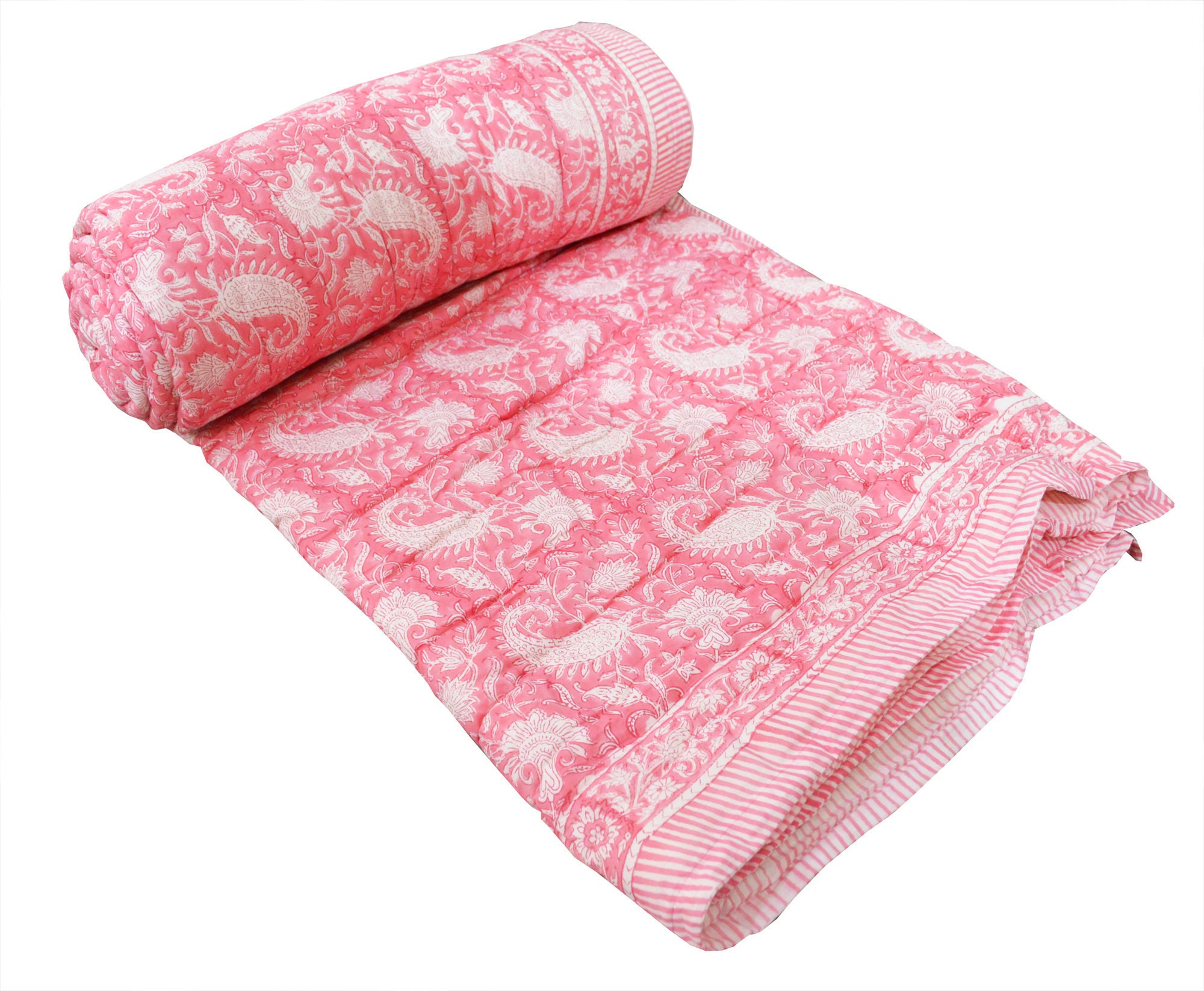 Paisley Print King Quilt Indian Handmade Cotton Light Weight Etsy