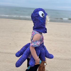 Octopus Halloween costume,  handmade dress up gift for toddlers, octopus dress up tail and hat,  ocean gifts for toddlers